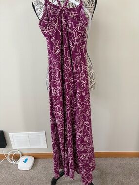 PACT Sleeveless Plum Floral Maxi Dress